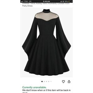 Medium Black 1970's Rockabilly / Goth / Stevie Nicks Style Sheer Top Dress